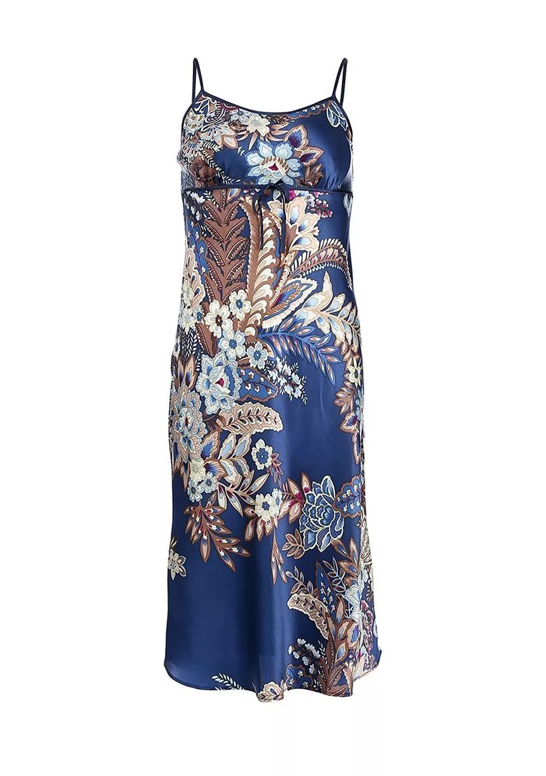 Сорочка на тонких бретелях цвета сапфир