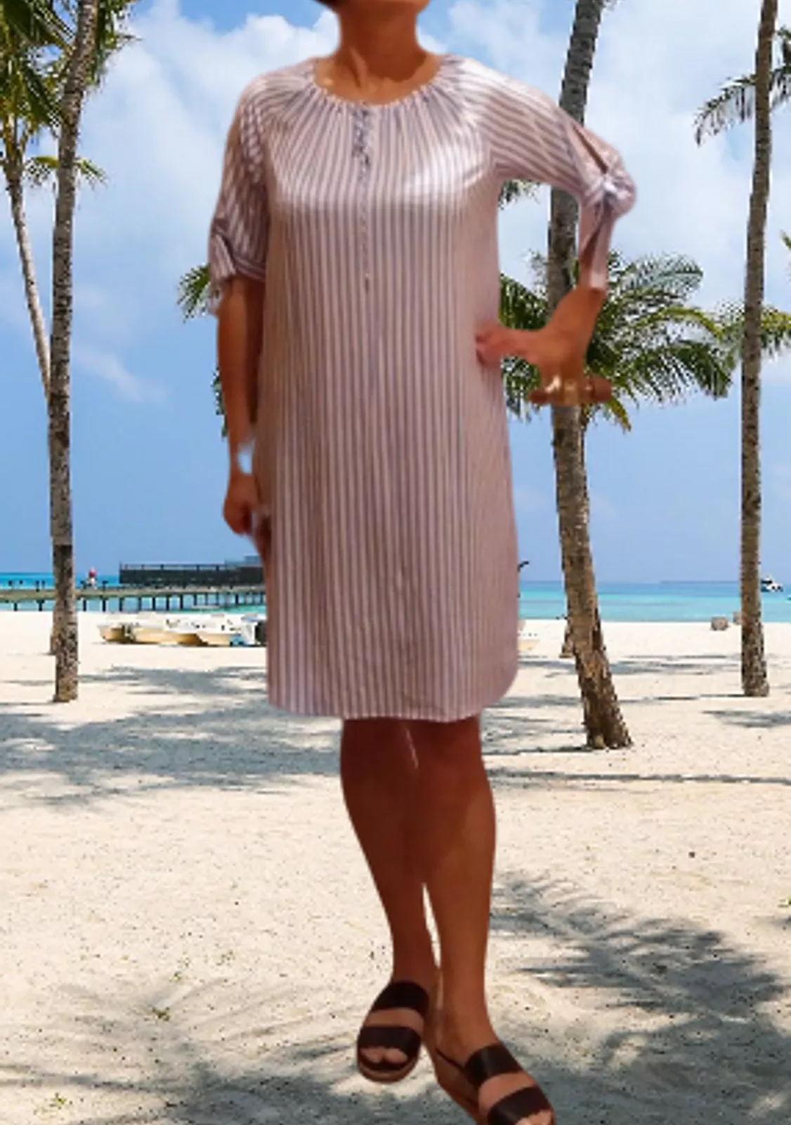 Пляжная туника в полоску