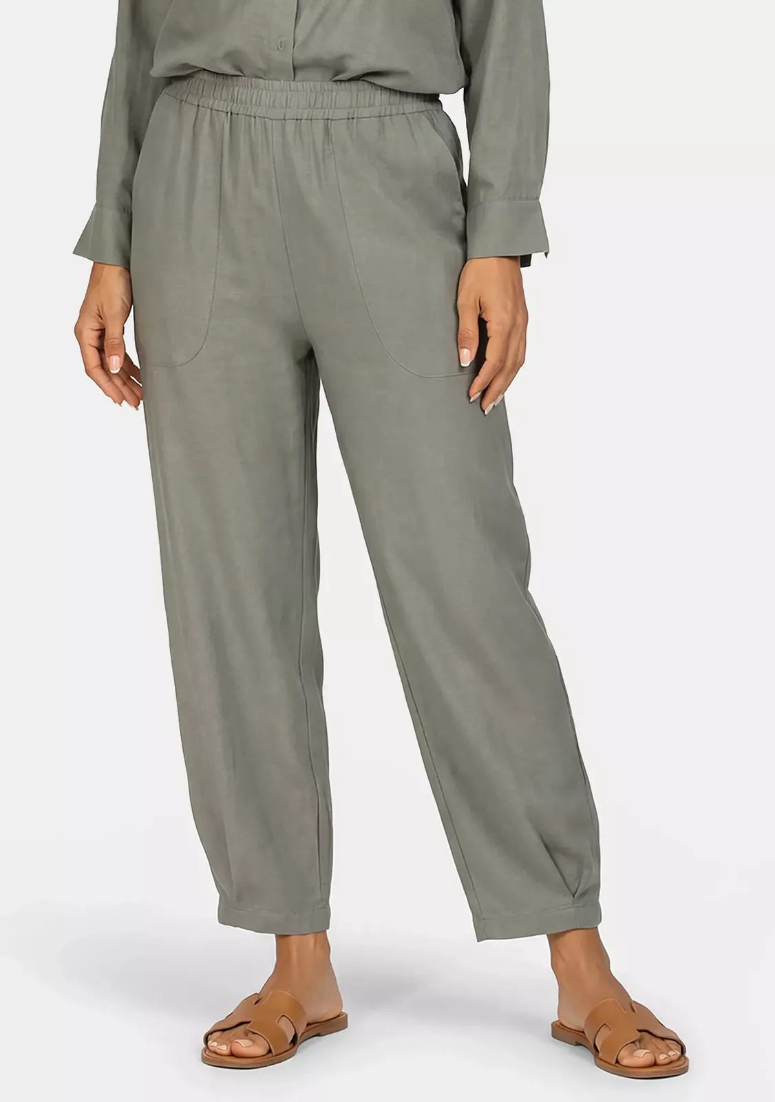 Feba collection пляжные брюки цвета хаки из льна