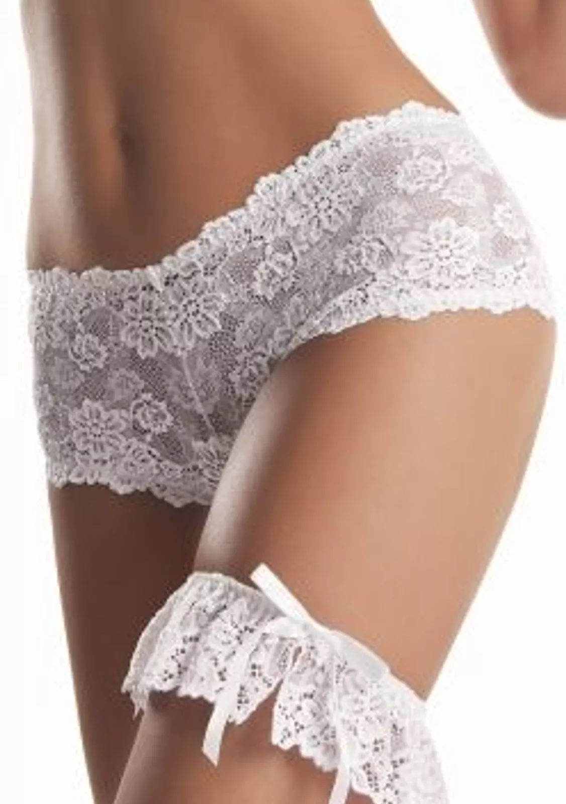 Подвязка белого и ванильного цветов