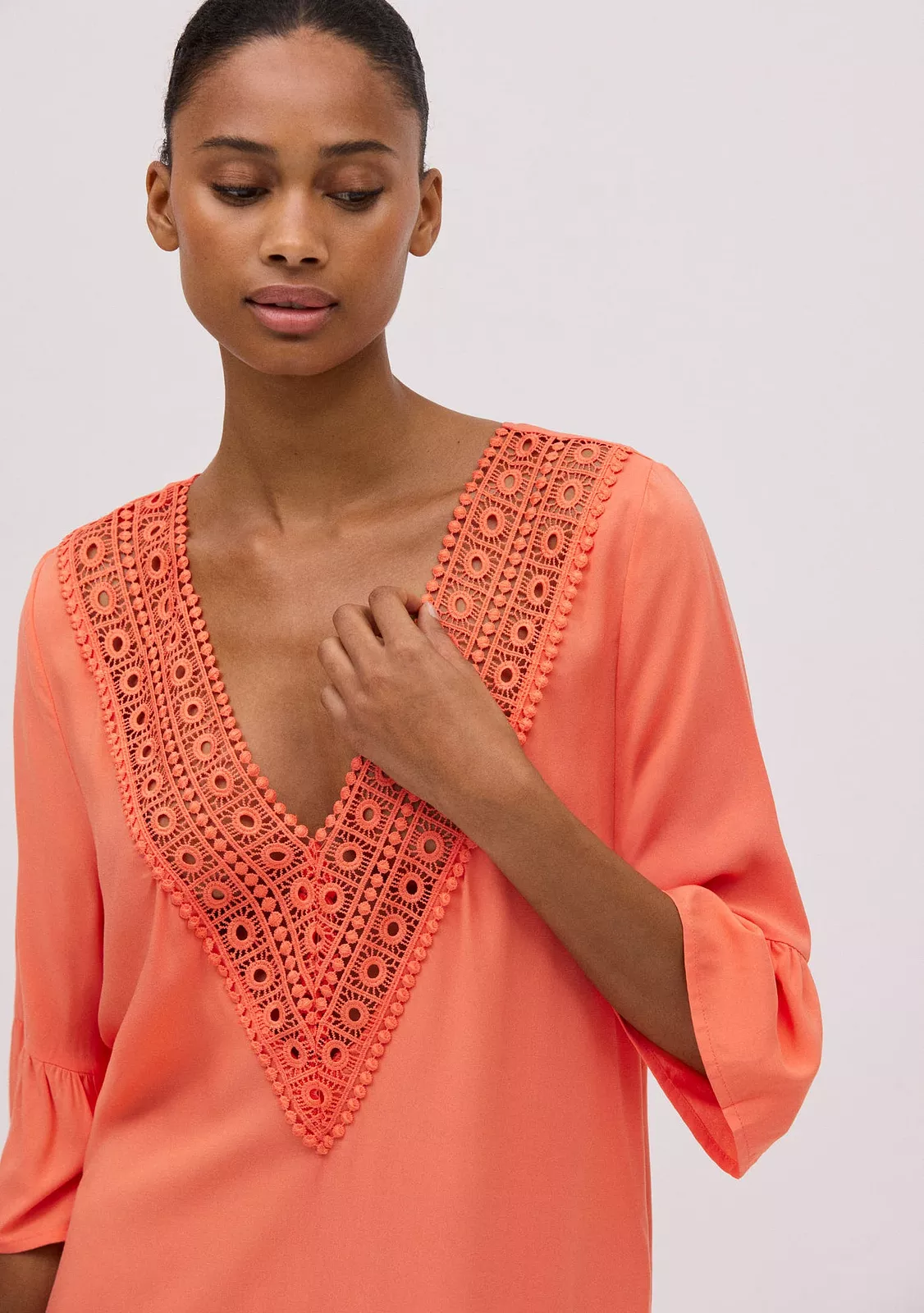 Воздушная туника, вискоза коралл 86133