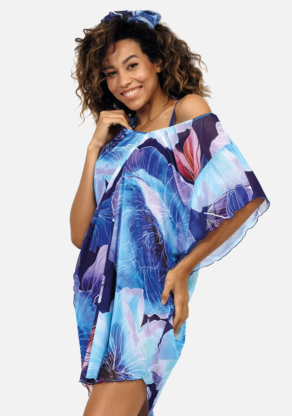 Пляжная туника из эластичной сетки. Серия Flower