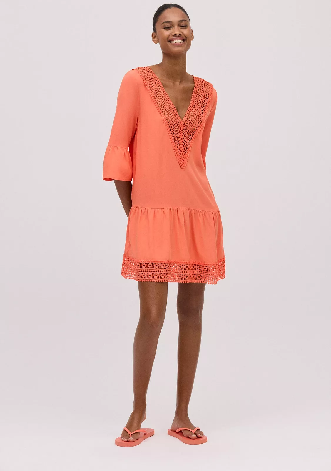 Воздушная туника, вискоза коралл 86133