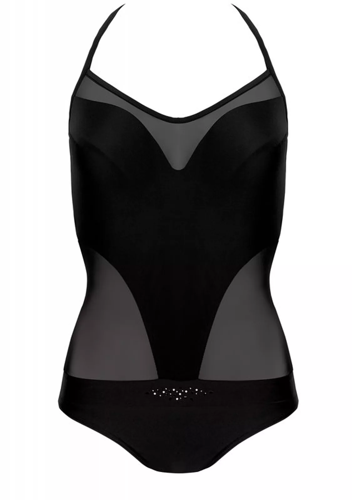 Слитный купальник с декоративной сеткой