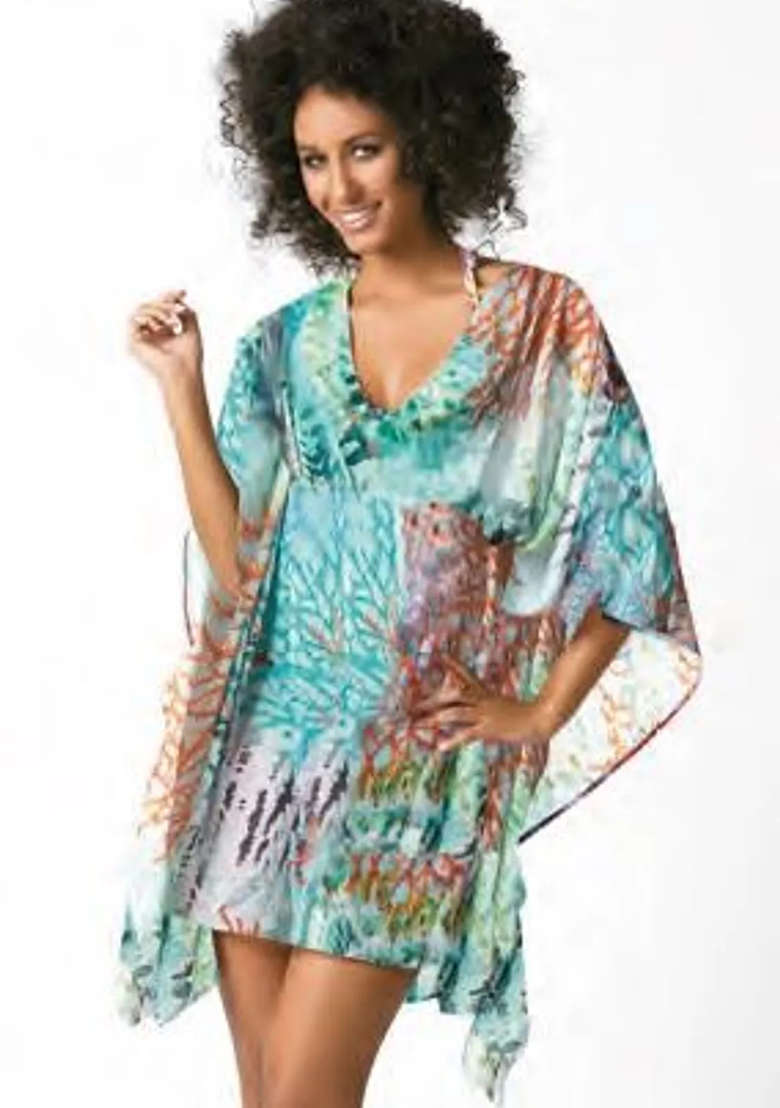 Шелковая туника в морском стиле.