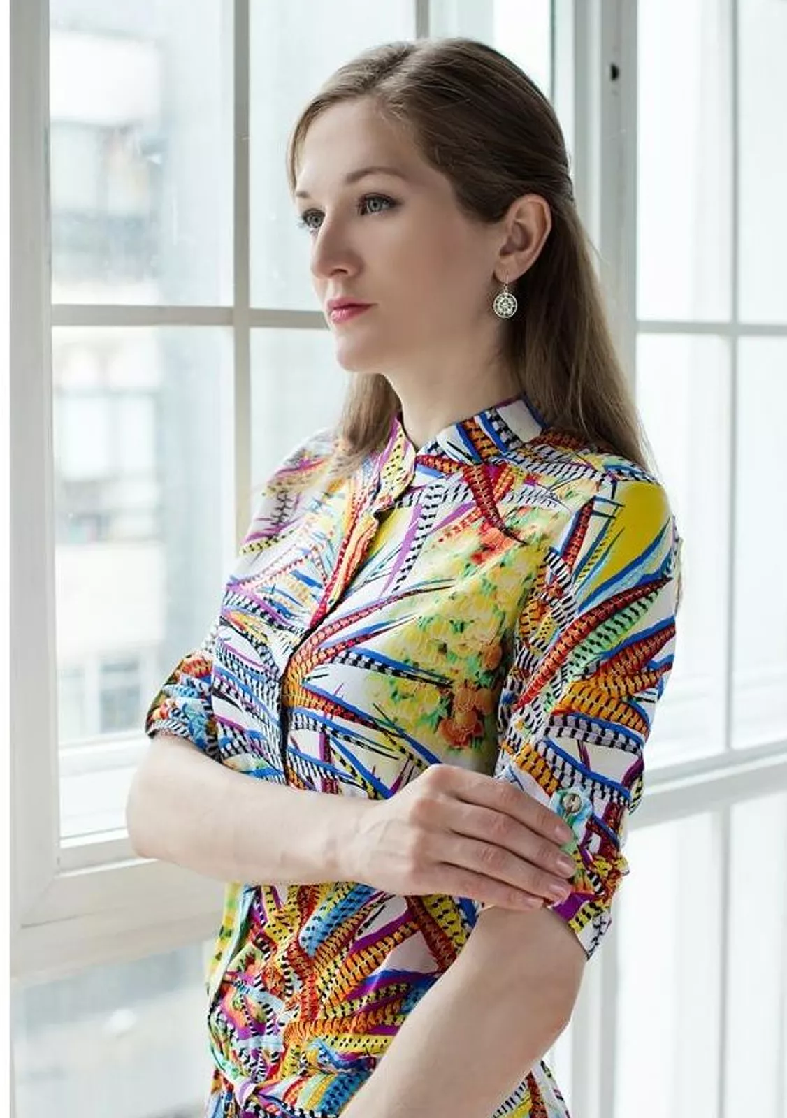 Длинная цветная туника в пол штапель