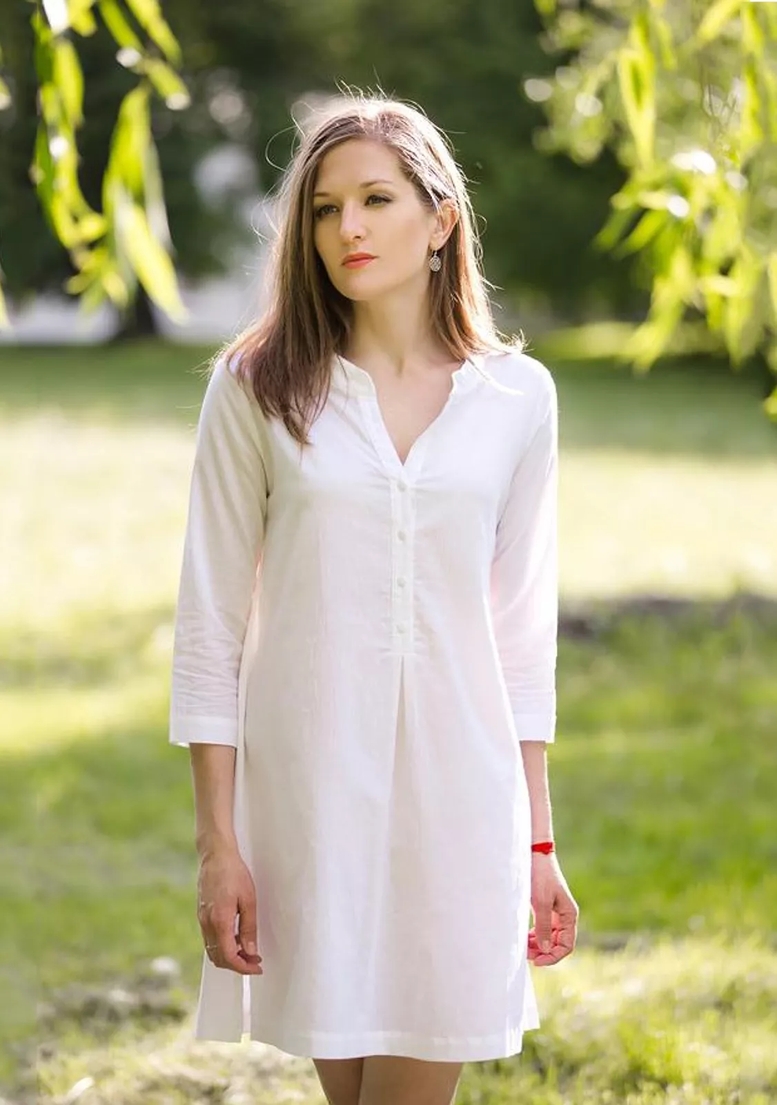 Пляжная туника белого цвета из хлопка