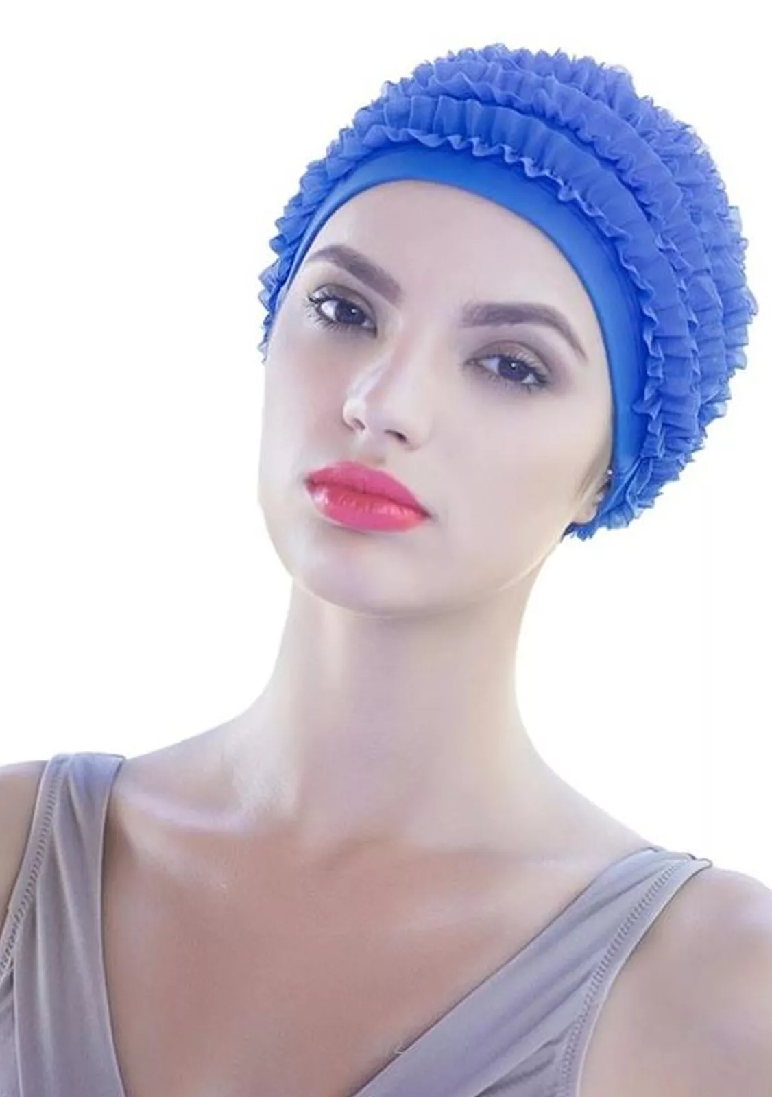 Шапочка женская с рюшами для бассейна