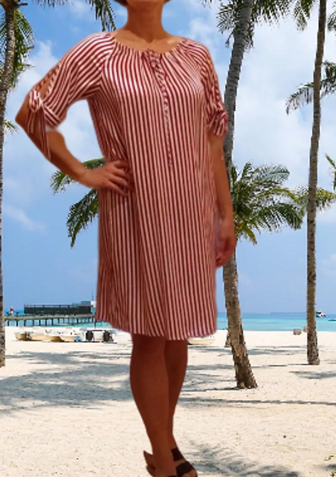 Пляжная туника в полоску