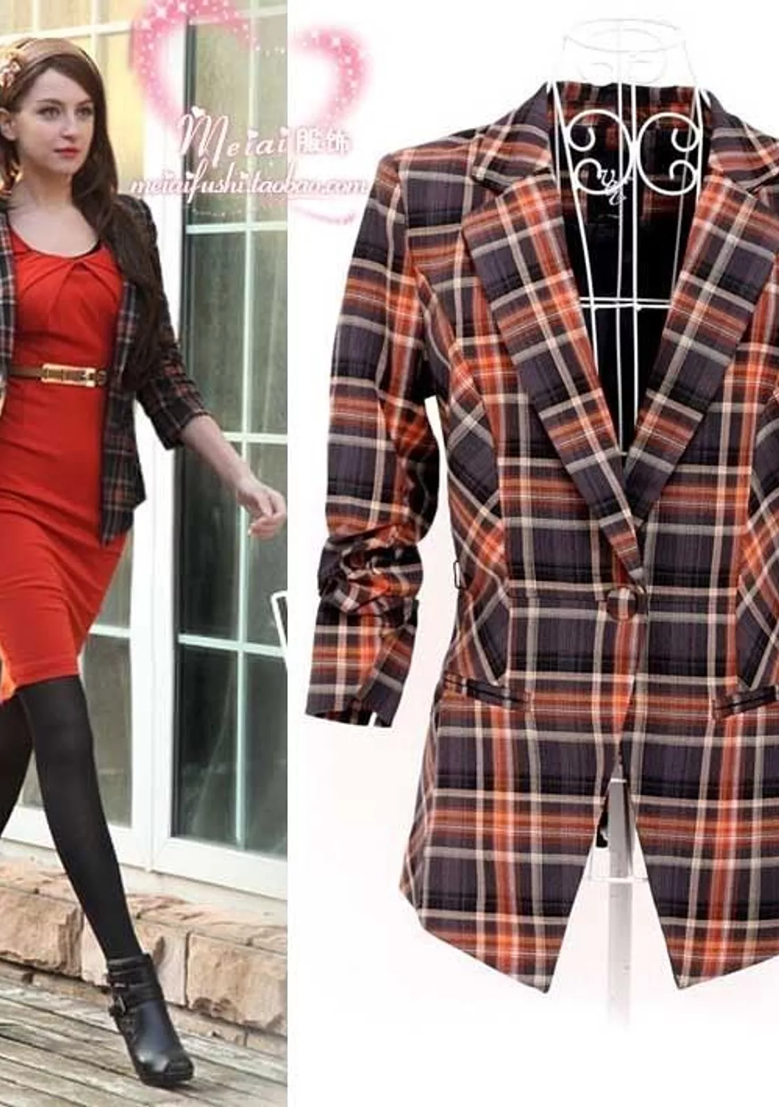 Женский пиджак в клетку