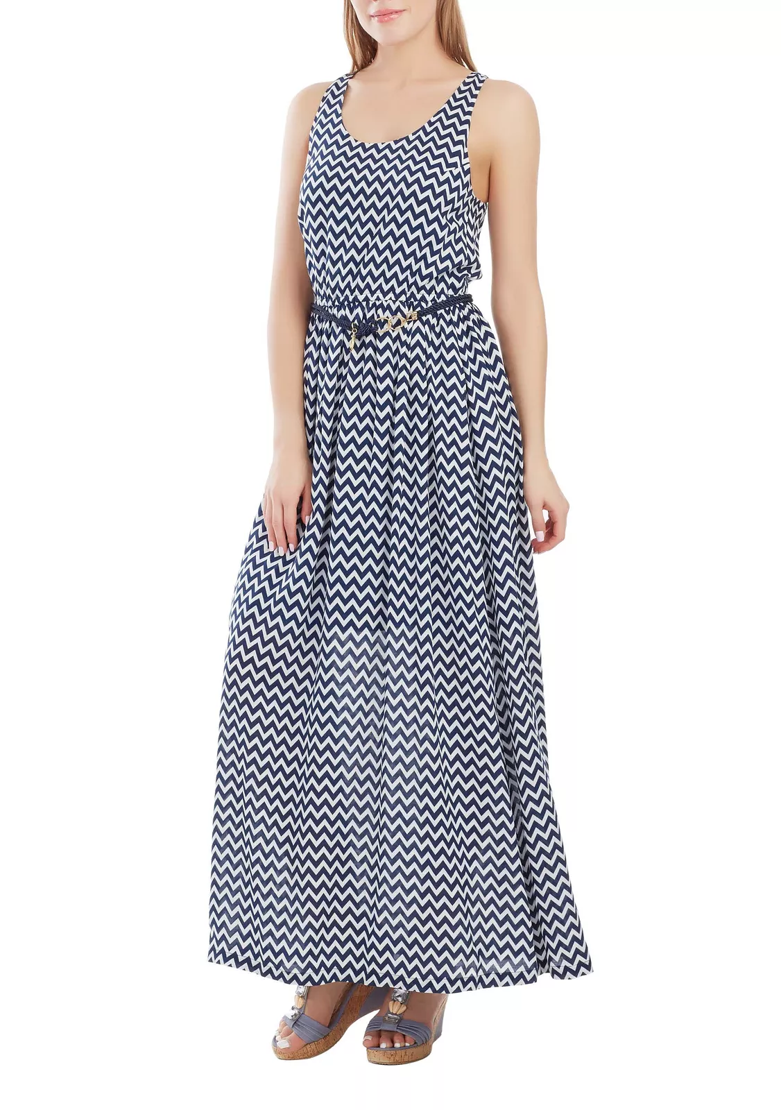 Пляжный сарафан в пол с поясом