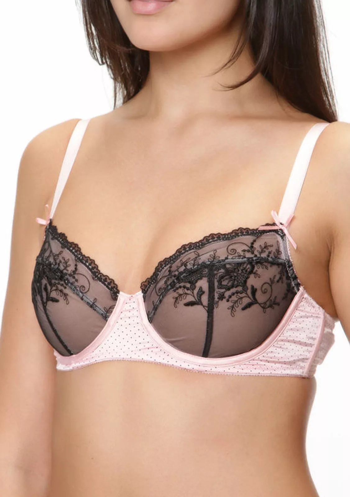 Бюстгальтер пуш-ап на каркасах в горошек