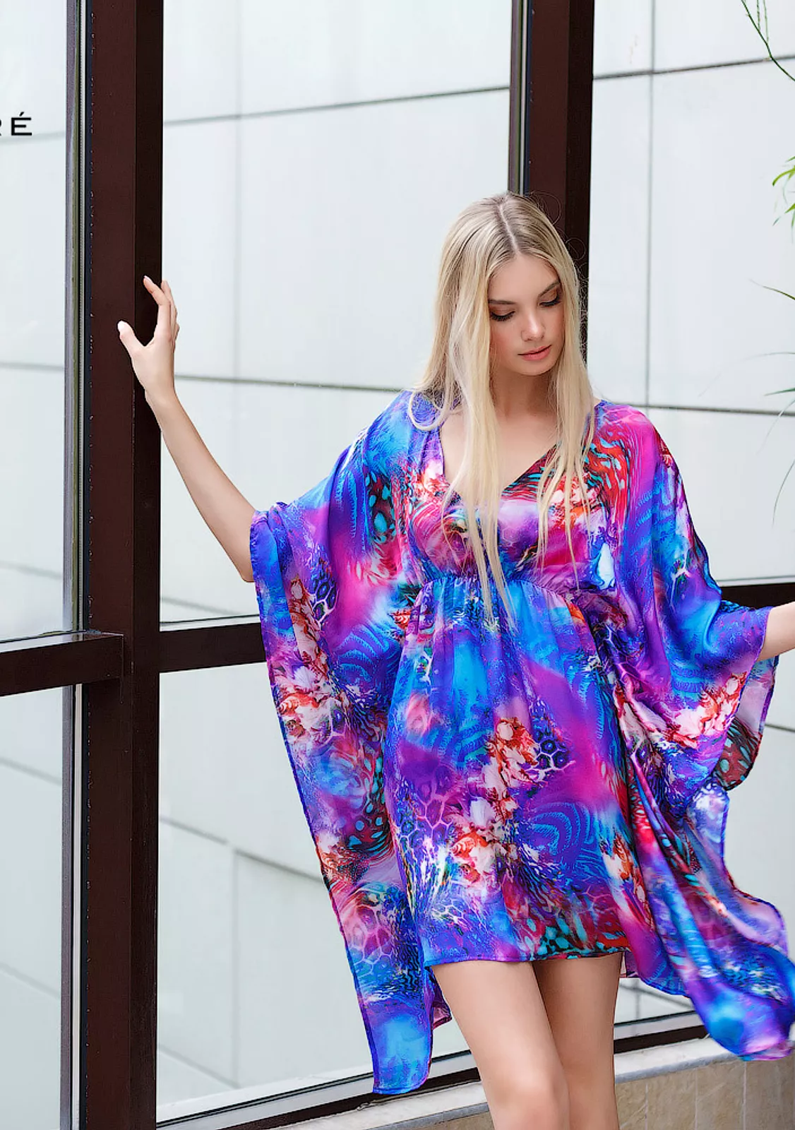 Туника с оригинальным принтом из шелка Marc & Andre