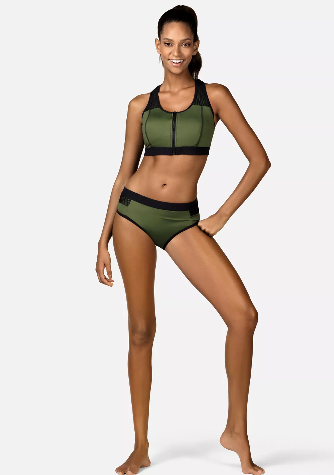 Купальный топ на молнии с плавками