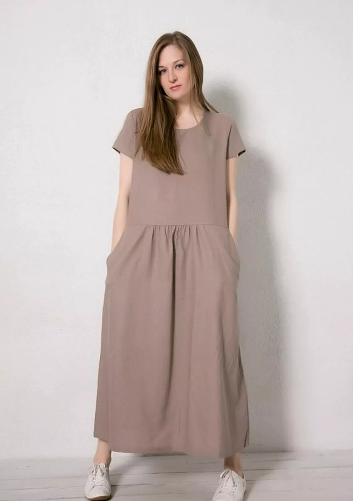 Туника с заниженной талией/лён D171223