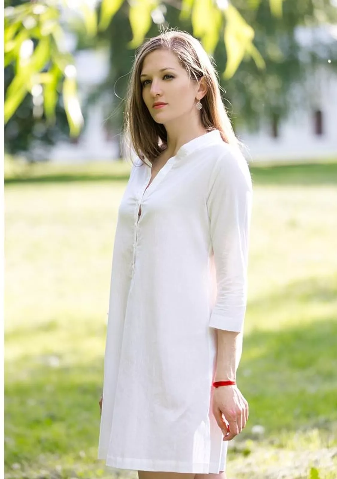 Пляжная туника белого цвета из хлопка