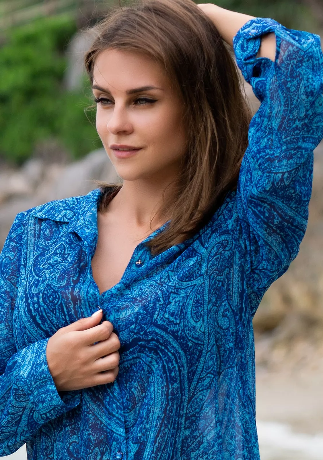 Пляжная рубашка на пуговицах М8257