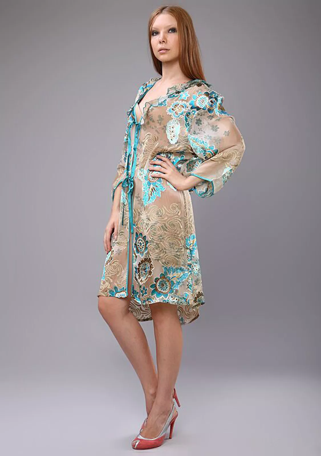 Шелковое кимоно на завязках