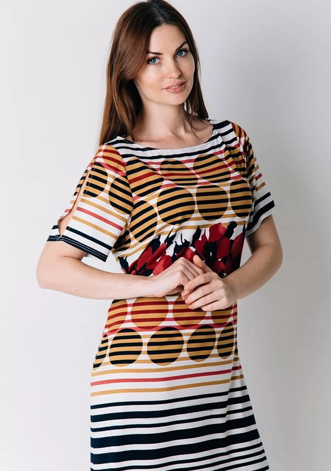 Платье из вискозы с рукавами для дома