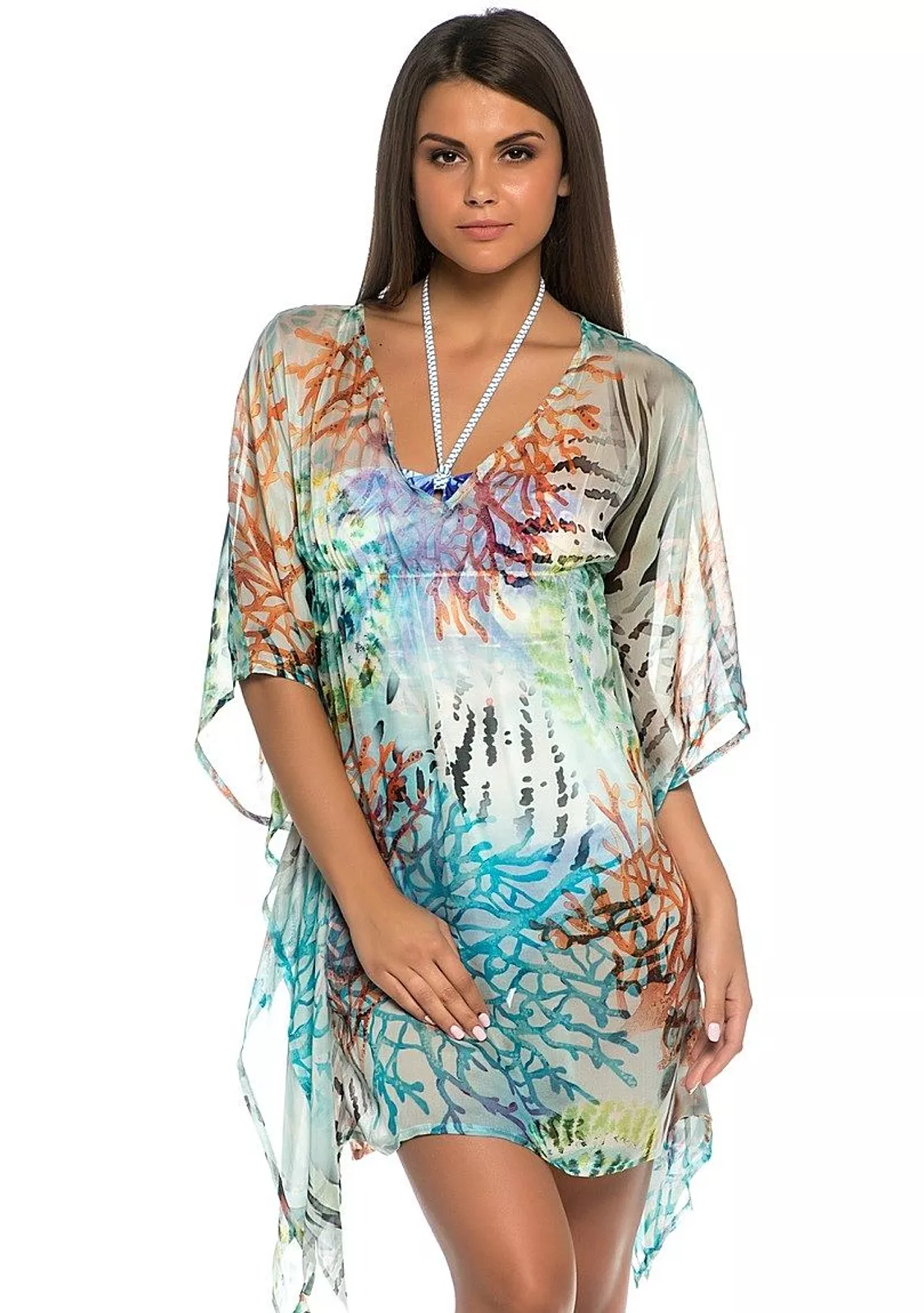 Шелковая туника в морском стиле.